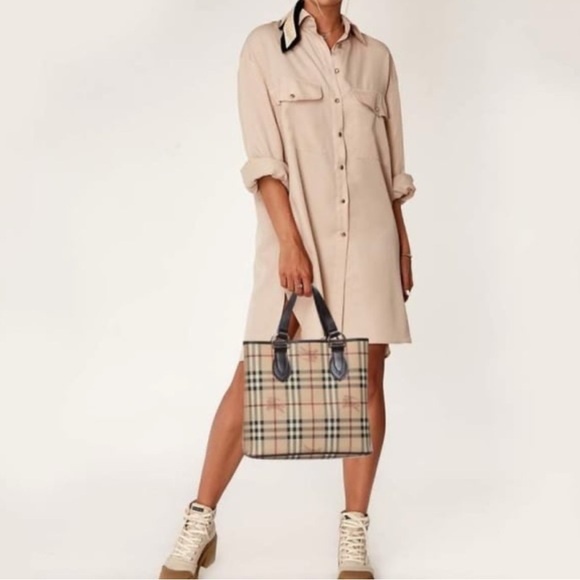 Burberry Nova Check Leather Trim Handbag - Picture 11 of 11